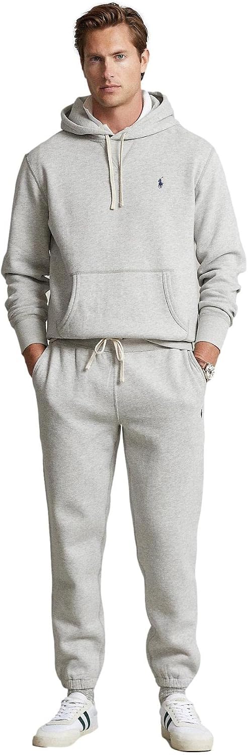 Classic Fleece Drawstring Hoodie Kangaroo Pocket Ribbed Cuffs