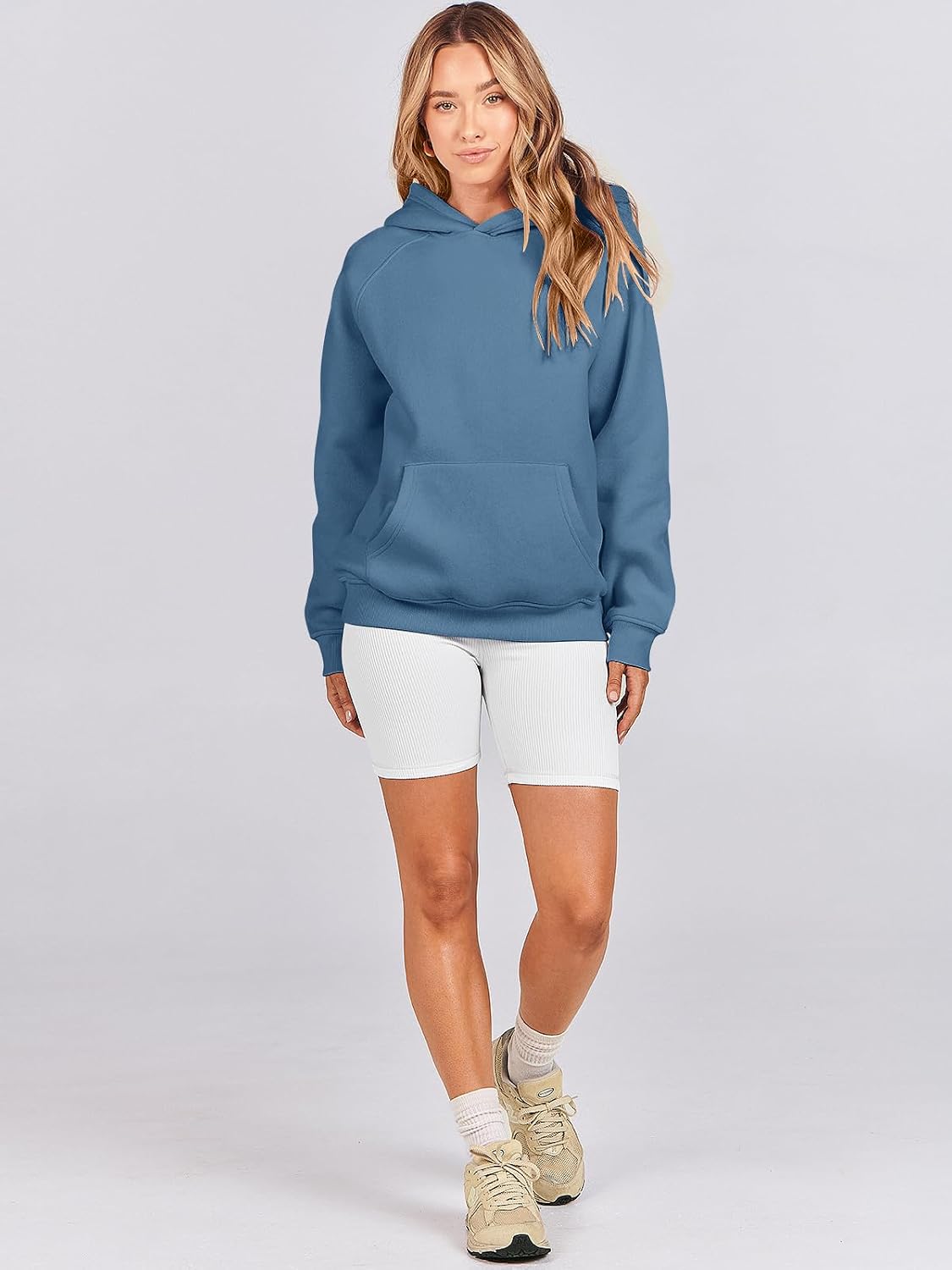 Women Oversized Long Sleeve Fleece Pullover Crewneck Top - Image 4