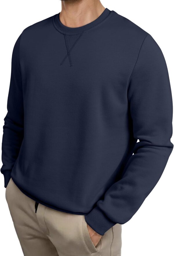 Men Sherpa Lined Fleece Crewneck Pullover Sweatshirt