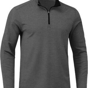 Men Quarter Zip Long Sleeve Striped Pullover Top