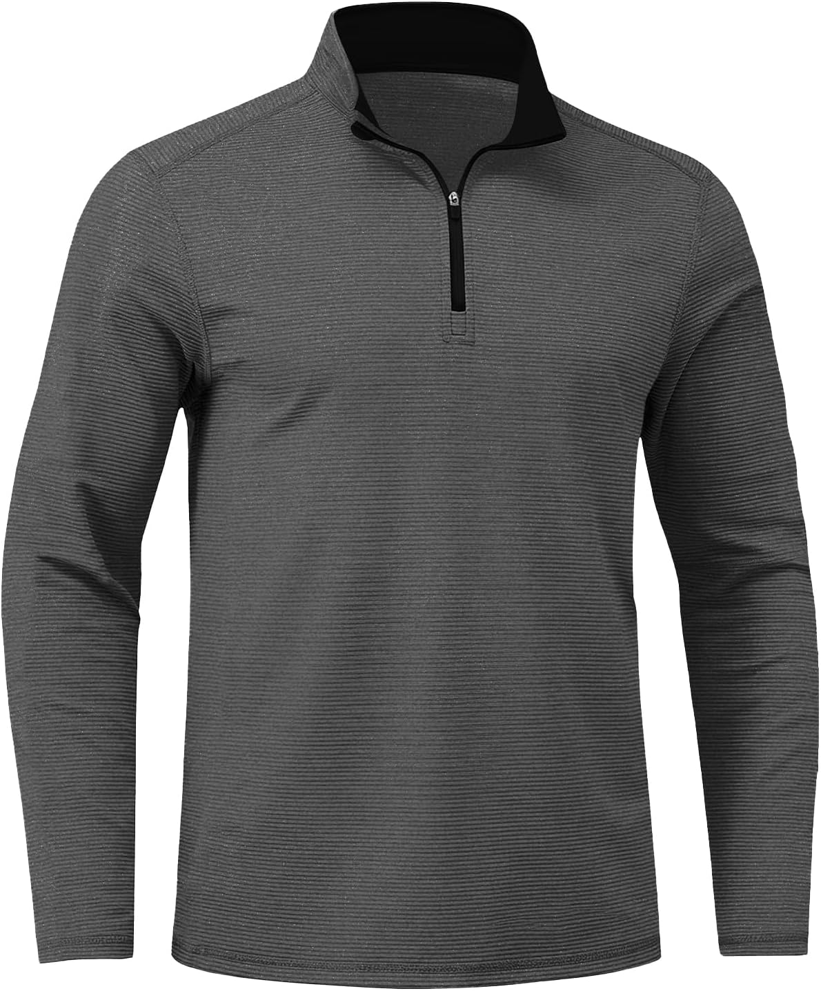 Men Quarter Zip Long Sleeve Striped Pullover Top - Image 1