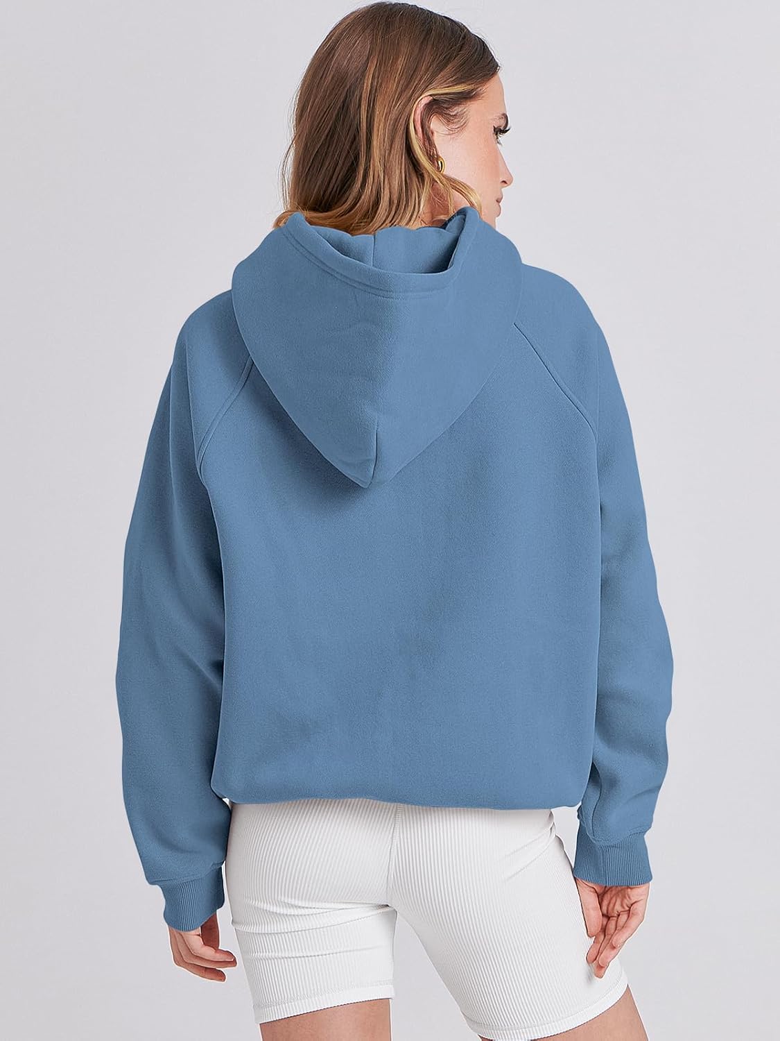 Women Oversized Long Sleeve Fleece Pullover Crewneck Top - Image 3