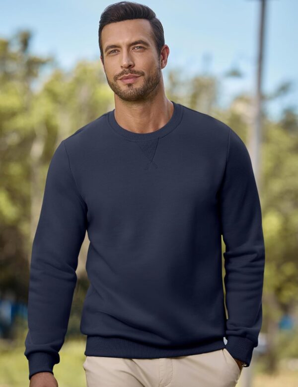 Men Sherpa Lined Fleece Crewneck Pullover Sweatshirt
