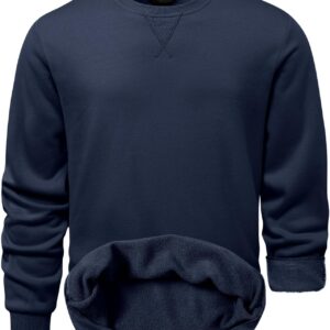 Men Sherpa Lined Fleece Crewneck Pullover Sweatshirt