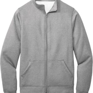 Men Fleece Cadet Collar Full Zip Sweatshirt
