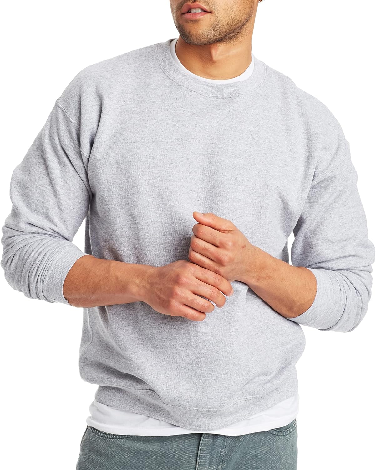 Men Fleece Crewneck Pullover Sweatshirt Soft Classic Fit - Image 2